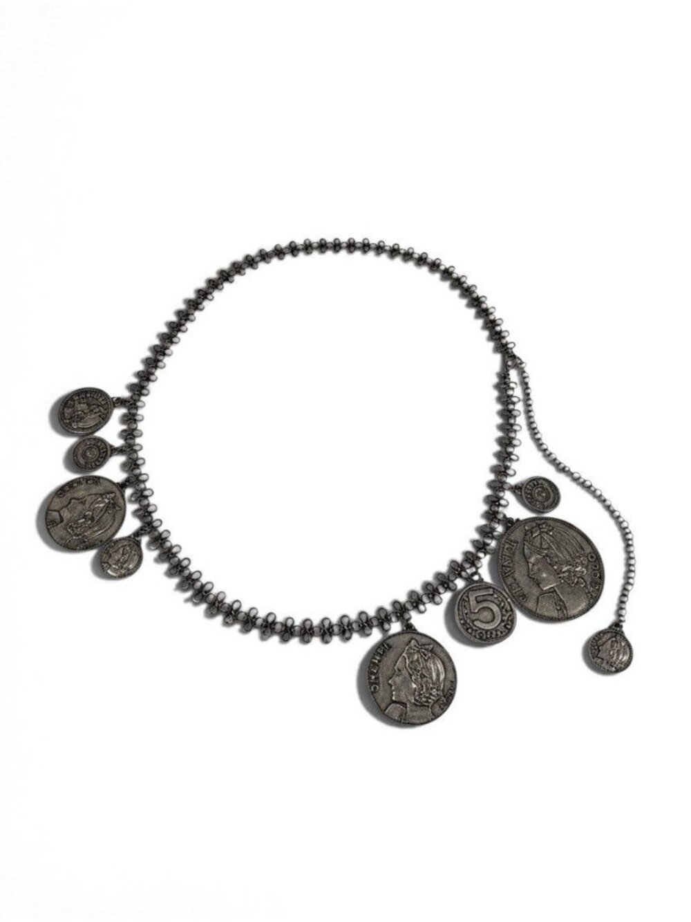 Chanel 03P Vintage Chain Belt Necklace Large Gray